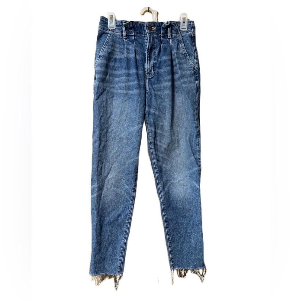 Hollister Womens 7R 28x27 Ultra High Rise Mom Jeans Paper Bag Waist Raw Hem